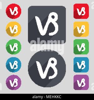 Steinbock Symbol unterzeichnen. Um ein Set mit 12 farbigen Tasten und einen langen Schatten. Flache Bauform. Vector Illustration Stock Vektor