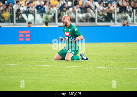 Turin, Italien. 22 Apr, 2018. Reina während der Serie A Gleichen FC Juventus vs Napoli. Napoli gewann 0-1 bei der Allianz Stadion, in Turin, Italien, 22. April 2018 Credit: Alberto Gandolfo/Alamy leben Nachrichten Stockfoto