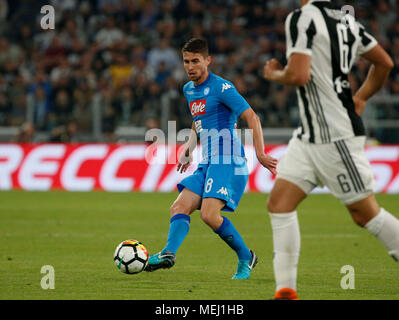 Turin, Italien. 22 Apr, 2018. Jorginho während der Italien Serie A Fußball Spiel, Juventus - Napoli bei Allianz Stadion Turin, Italien, 22. April 2018 Credit: agnfoto/Alamy leben Nachrichten Stockfoto