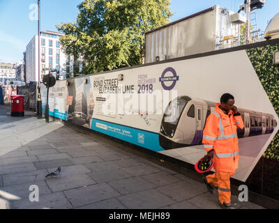 London, November 2017. Ein Blick auf die Konstruktion horten für die neue Elizabeth Line, in Hannover Square Stockfoto