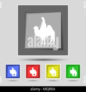 Kamel Symbol Zeichen auf der ursprünglichen fünf farbigen Tasten. Vector Illustration Stock Vektor