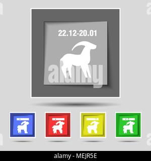 Steinbock Symbol Zeichen auf der ursprünglichen fünf farbigen Tasten. Vector Illustration Stock Vektor