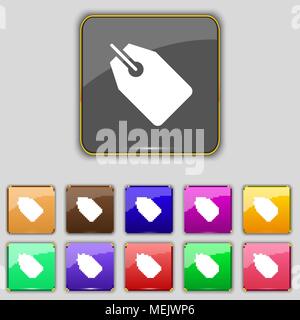 Web Aufkleber, Tags und Banner Symbol unterzeichnen. Set mit 11 farbigen Buttons für Ihre Website. Vector Illustration Stock Vektor