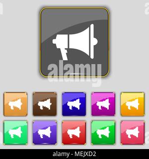 Gramophone Web Icon Anmelden. Set mit 11 farbigen Buttons für Ihre Website. Vector Illustration Stock Vektor