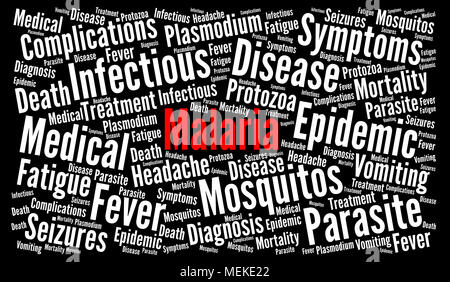 Malaria Wort cloud Abbildung Stockfoto