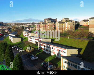 Flaches sozialer Wohnungsbau Greenock, Schottland Stockfoto