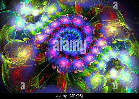 Abstrakt fractal futuristische bunten Muster. 3D-Render eines fraktalen. Kunst fantasy Muster. Digitale Kunst Design Element. Abstrakte psychedelischen backgroun Stockfoto