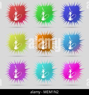 Shisha Symbol unterzeichnen. Ein Satz von neun ursprünglichen Nadel buttons. Vector Illustration Stock Vektor