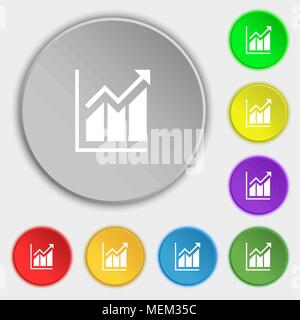 Wachsende Balkendiagramm-icons unterzeichnen. Symbol auf acht Tasten. Vector Illustration Stock Vektor