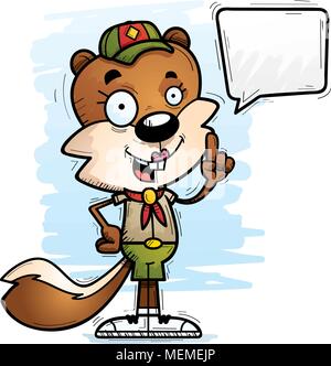 Ein Cartoon Illustration eines weiblichen Eichhörnchen scout sprechen. Stock Vektor