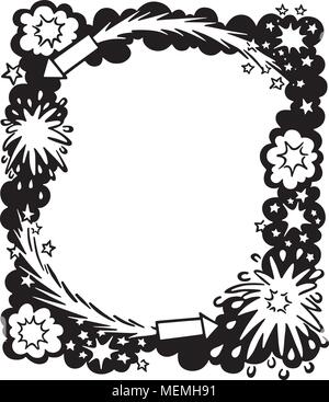 Feuerwerk Ad Frame - Retro Clipart Illustration Stock Vektor