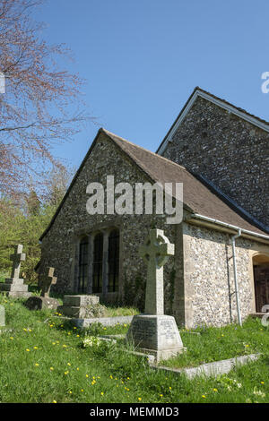 BRAMBER, WEST SUSSEX/UK - April 20: Außenansicht der Kirche St. Nikolaus im Bramber West Sussex UK am 20. April 2018 Stockfoto