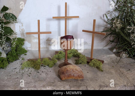 BRAMBER, WEST SUSSEX/UK - April 20: Innenansicht der Kirche St. Nikolaus im Bramber West Sussex UK am 20. April 2018 Stockfoto