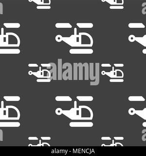 Hubschrauber Symbol unterzeichnen. Nahtlose Muster auf einem grauen Hintergrund. Vector Illustration Stock Vektor