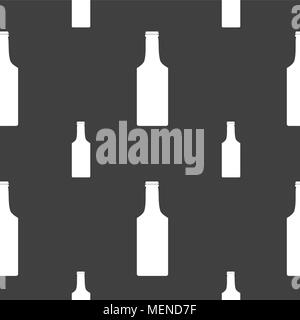 Flasche Icon Anmelden. Nahtlose Muster auf einem grauen Hintergrund. Vector Illustration Stock Vektor