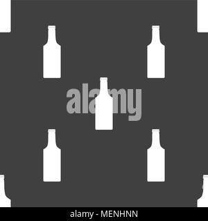 Flasche Icon Anmelden. Nahtlose Muster auf einem grauen Hintergrund. Vector Illustration Stock Vektor