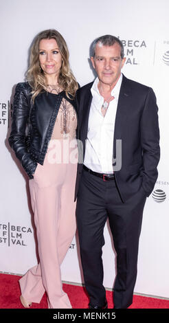 New York, NY, USA - 20. April 2018: Nicole Kimpel und Antonio Banderas teilnehmen Screening von 'Genius: Picasso" während des Tribeca Film Festival 2018 Stockfoto