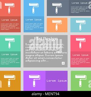 Farbroller Symbol unterzeichnen. Eingestellt von bunten Tasten mit Platz für Text. Vector Illustration Stock Vektor