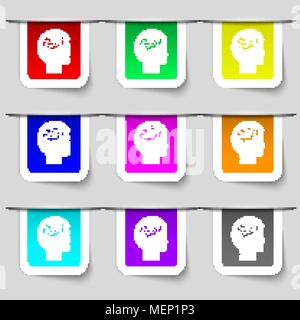 Gehirn Symbol unterzeichnen. Eingestellt von bunten modernen Etiketten für Ihr Design. Vector Illustration Stock Vektor