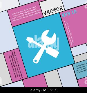 Schraubenschlüssel und Schraubenzieher Symbol unterzeichnen. Moderne Wohnung Stil für Ihr Design. Vector Illustration Stock Vektor