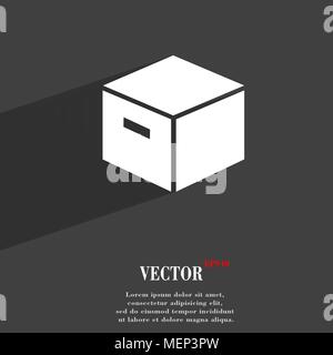 Verpackung Karton Symbol flache moderne Web Design mit langen Schatten und Platz für Ihren Text. Vector Illustration Stock Vektor