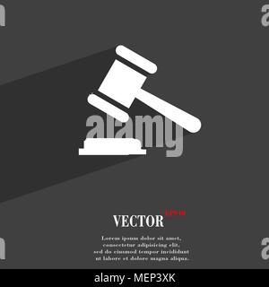Richter oder Auktion hammer Symbol flache moderne Web Design mit langen Schatten und Platz für Ihren Text. Vector Illustration Stock Vektor