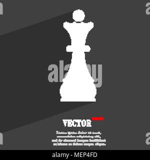 Chess Queen Symbol flache moderne Web Design mit langen Schatten und Platz für Ihren Text. Vector Illustration Stock Vektor