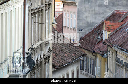 Blick über die Dächer von Radiceva Straße in Zagreb, Kroatien. Stockfoto