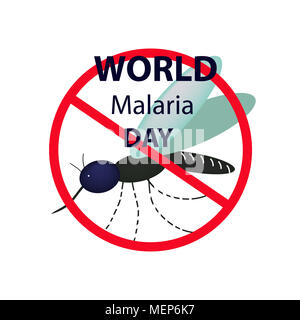 World Malaria Day. Moskito Verbote das Zeichen. Infografiken. Abbildung auf isolierte Hintergrund Stockfoto