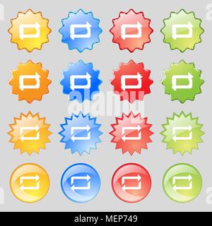 Wiederholen Sie Symbol unterzeichnen. Großer Satz von 16 farbenfrohen modernen Tasten für Ihr Design. Vector Illustration Stock Vektor