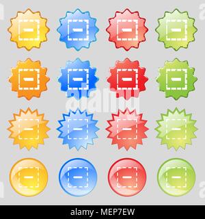 Die minus in einem Quadrat. Großer Satz von 16 farbenfrohen modernen Tasten für Ihr Design. Vector Illustration Stock Vektor