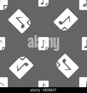 Audio-, MP3-Datei auf das Symbol anmelden. Nahtlose Muster auf einem grauen Hintergrund. Vector Illustration Stock Vektor