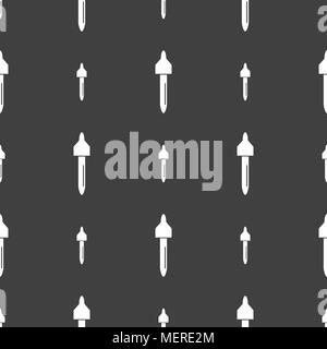 Dropper zeichen Symbol. Pipette Symbol. Nahtlose Muster auf einem grauen Hintergrund. Vector Illustration Stock Vektor