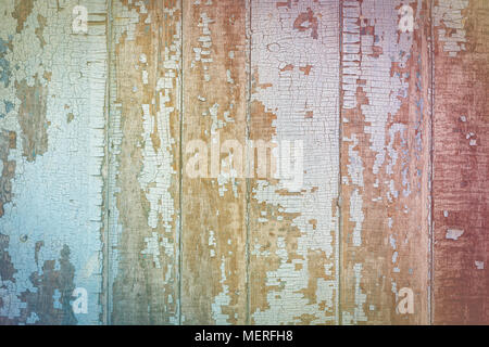 Mehrfarbiger Hintergrund Holz- Textur mit alten Risse im Lack für Design und Kreativität. Holz- Textur. Alte bunte Textur des hölzernen Vertica Stockfoto