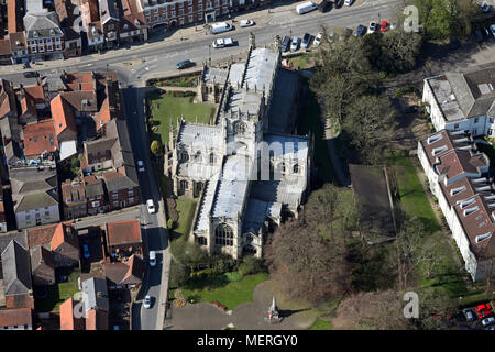 Luftaufnahme von St Marys Kirche in Beverley Stadtzentrum, East Yorkshire Stockfoto