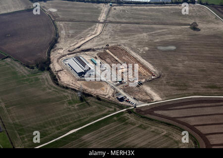 Luftaufnahme des Kraftwerks Creyke Beck, das in der Nähe von Cottingham, East Yorkshire, gebaut wird Stockfoto