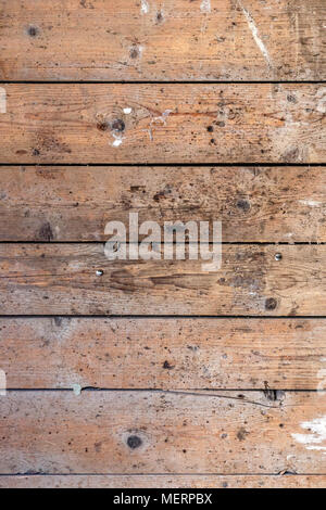Rustikale Scheune verwitterte Holz Hintergrund mit Knoten und Nagellöcher Stockfoto