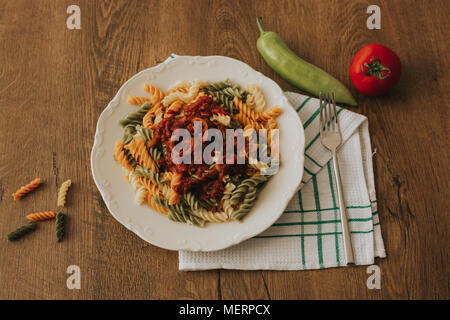 Lecker Nudeln mit Chili Sauce arrabiata Stockfoto