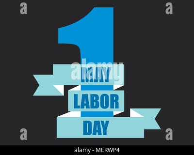 Tag der Arbeit 1.Mai. Die internationalen Mitarbeiter. Band mit Text, Logo. Vector Illustration Stock Vektor