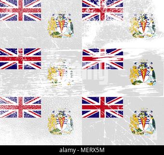Fahne von British Antarctic Territory mit alten Textur. Vector Illustration Stock Vektor