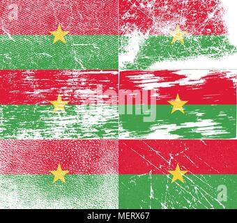 Flagge Burkina Faso mit alten Textur. Vector Illustration Stock Vektor
