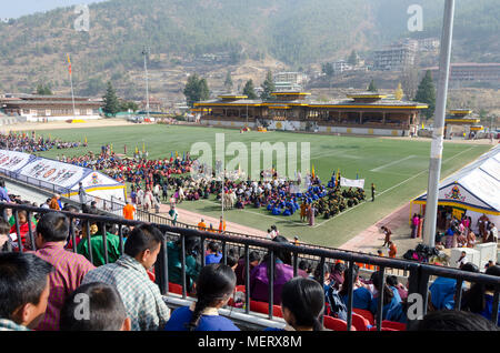 Könige Geburtstagsfeier, Changlimithang Stadium, National Stadium, Thimpu, Bhutan Stockfoto