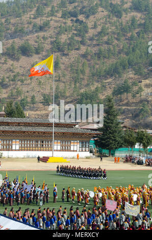 Könige Geburtstagsfeier, Changlimithang Stadium, National Stadium, Thimpu, Bhutan Stockfoto