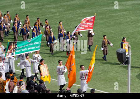 Könige Geburtstagsfeier, Changlimithang Stadium, National Stadium, Thimpu, Bhutan Stockfoto