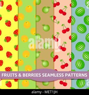 Früchte und Beeren nahtlose Muster Stock Vektor