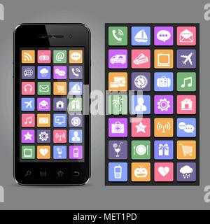 Touchscreen Smartphone mit anwendungssymbole Stock Vektor