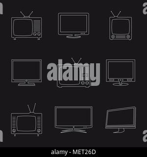 TV dünne Linie Symbole gesetzt Stock Vektor