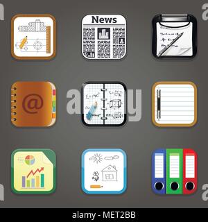 Papier und Dokumente App Icons Stock Vektor