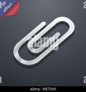 Büroklammer Symbol. 3D-Stil. Schickes, modernes Design mit Platz für Ihren Text Vector Illustration Stock Vektor