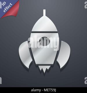 Rocket Symbol. 3D-Stil. Schickes, modernes Design mit Platz für Ihren Text Vector Illustration Stock Vektor
